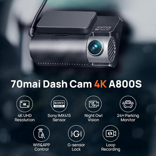 מצלמת רכב 4K חכמה דו-כיוונית 70mai Dash Cam A800S-1 – תמונה 6