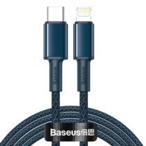כבל סנכרון וטעינה Baseus High Density Braided Fast Charging Data Cable Type-C to iP PD 20W באורך 2 מטר – כחול