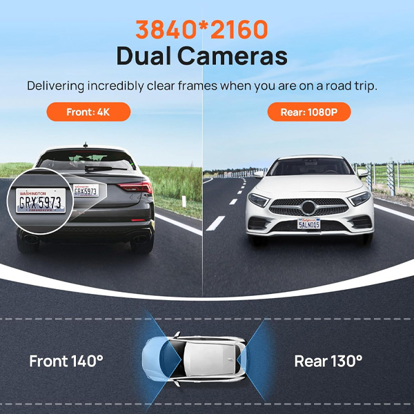 מצלמת רכב 4K חכמה דו-כיוונית 70mai Dash Cam A800S-1 – תמונה 5
