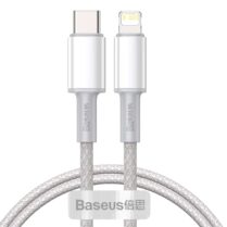 כבל סנכרון וטעינה Baseus High Density Braided Fast Charging Data Cable Type-C to iP PD 20W באורך 1 מטר – צבע לבן
