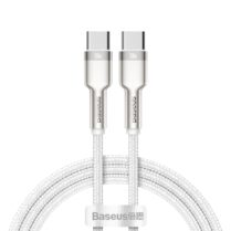 כבל סנכרון וטעינה Baseus Cafule Series Metal Data Cable Type-C to Type-C 100W באורך 1 מטר – צבע לבן