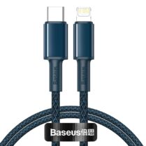 כבל סנכרון וטעינה Baseus High Density Braided Fast Charging Data Cable Type-C to iP PD 20W באורך 1 מטר – כחול